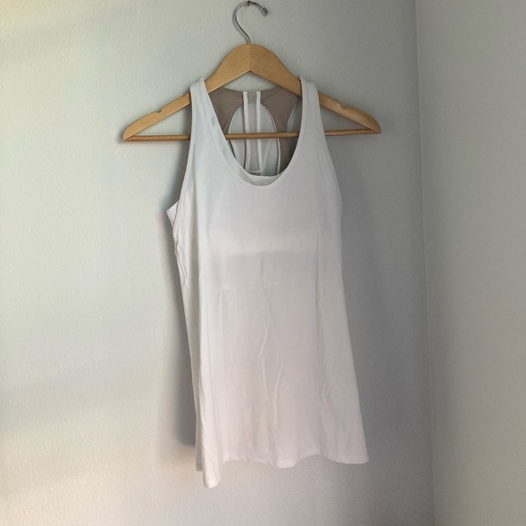 lululemon athletica Tops - Lululemon White Tank Top with Bra Built In Size 2
